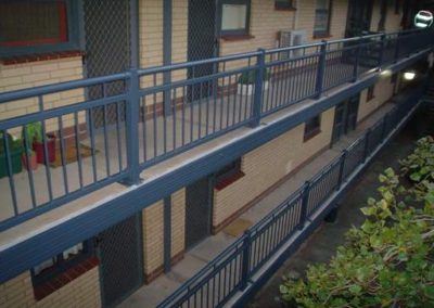 2 steel balustrades installed on the first and second floors for an apartment block